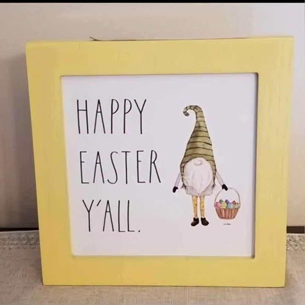 Yellow Easter Gnome Wall Art